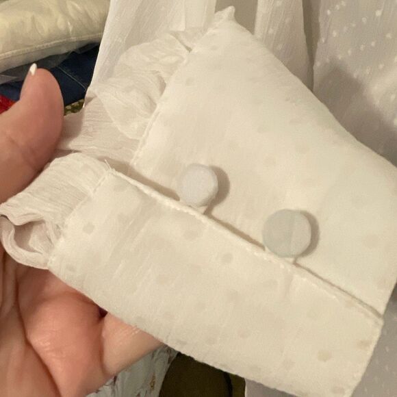 Ann Taylor Factory Women’s L/S Neck Tie Blouse/Top - Picture 8 of 11